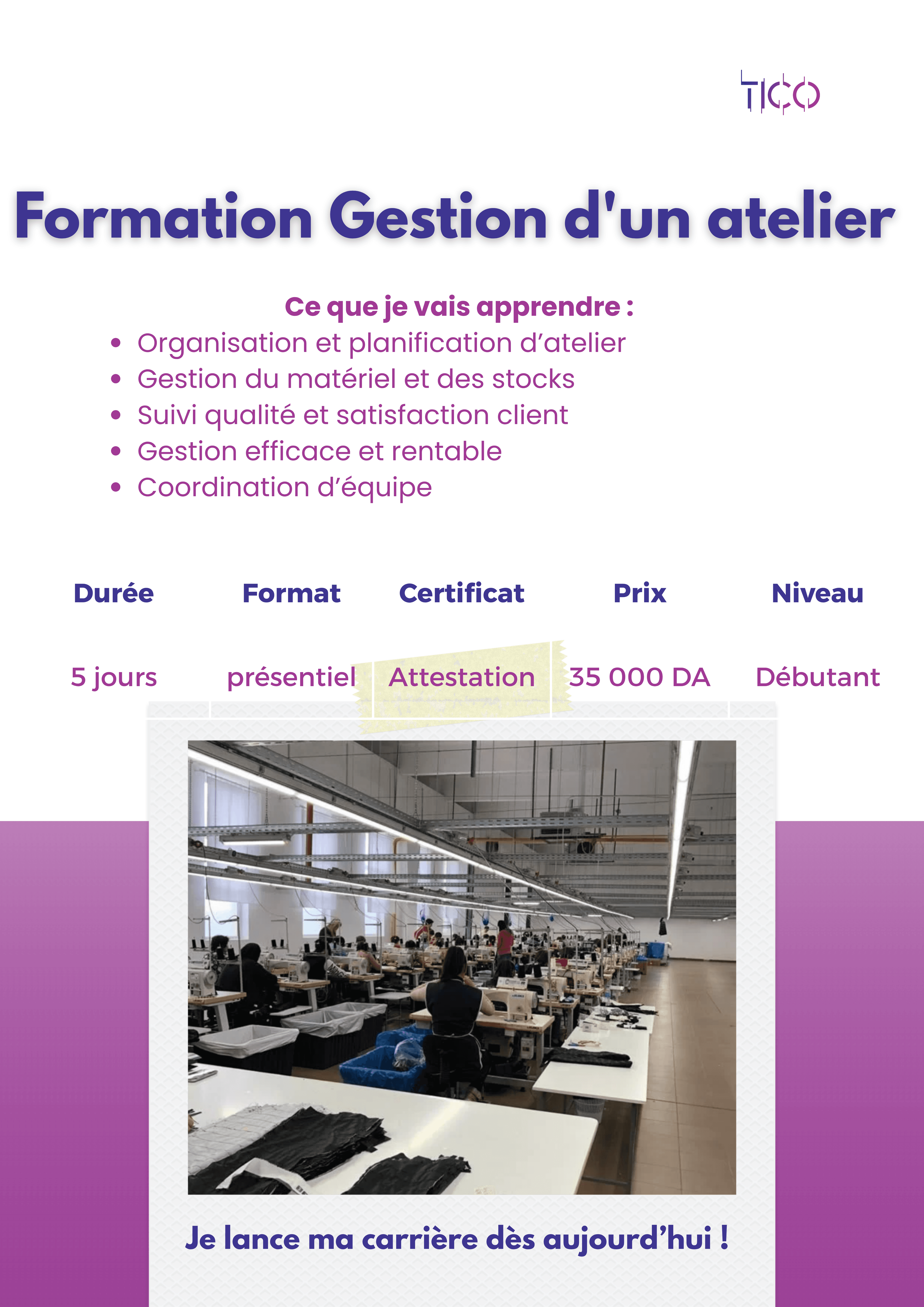 Formation Gestion d'un atelier